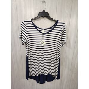 Women's Nautical Striped NWT Tunic Top Size L Made In USA Cruise Retro Classic